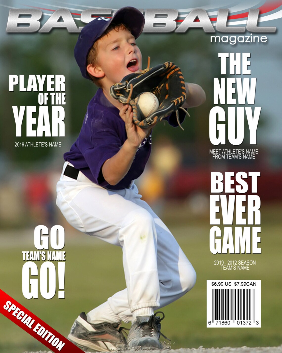 Plantilla de portada de la revista de béisbol Etsy México