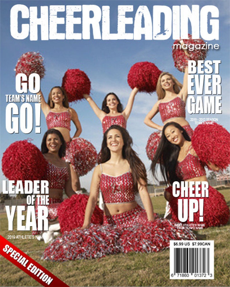 Cheerleading Magazine Cover Template Etsy