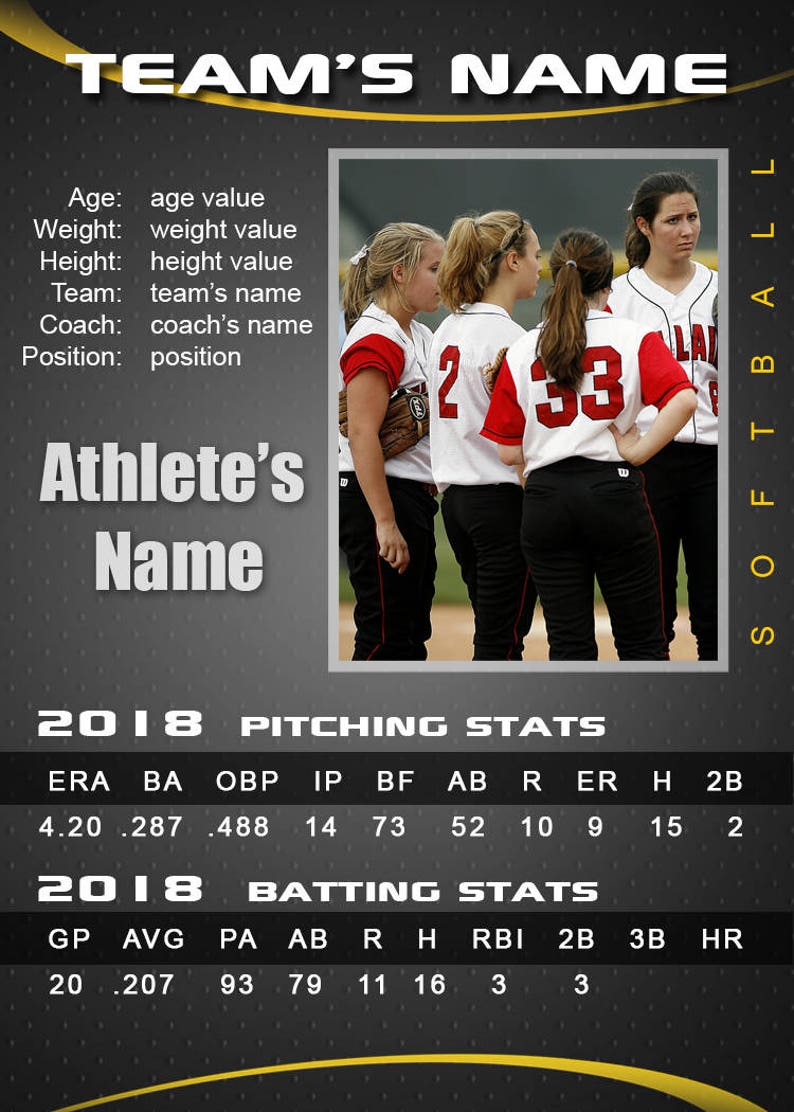 Softball graphite Cards Templates Etsy Softball graphite Cards Templates Etsy