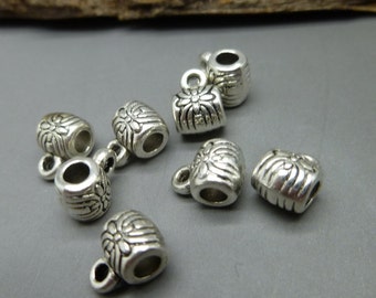 20 Antique Tibetan Silver Beads Bails Hangers - Jewelry Making Supplies - PB24
