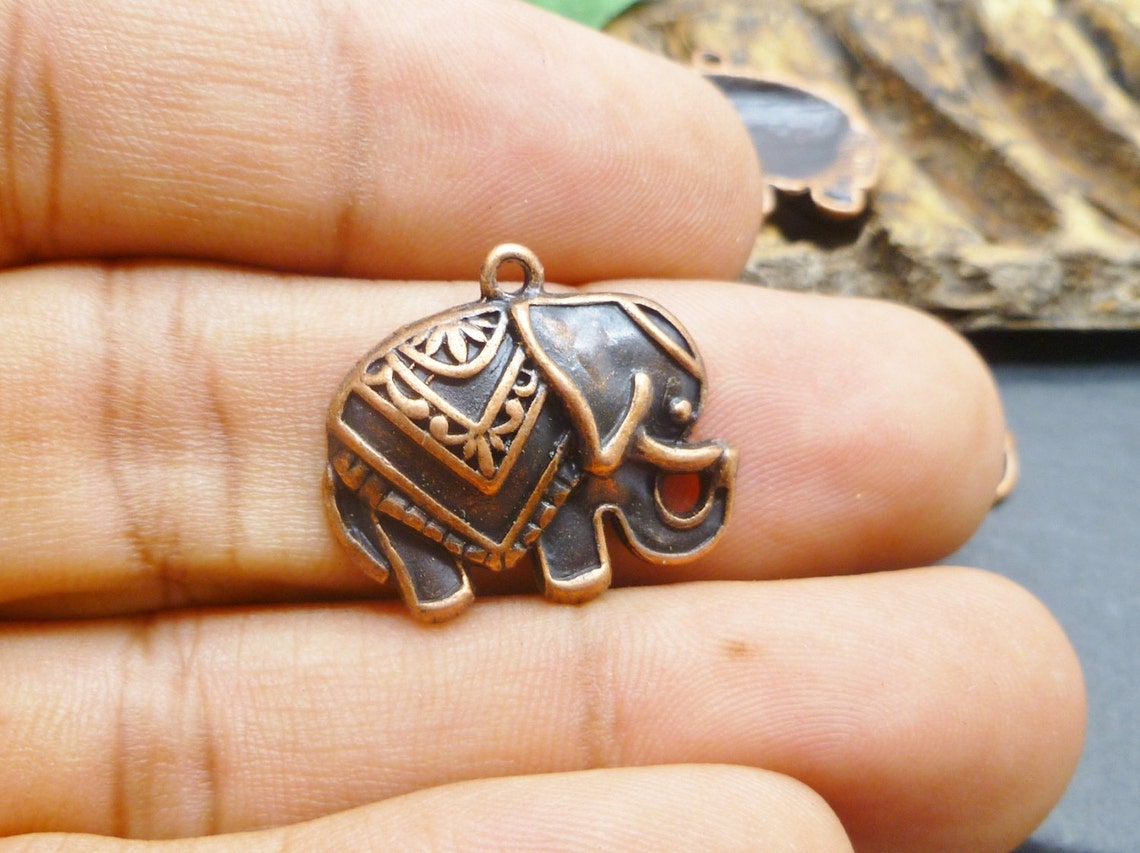 BULK Large Elephant Charms in Antique Copper Tone Jewelry Etsy