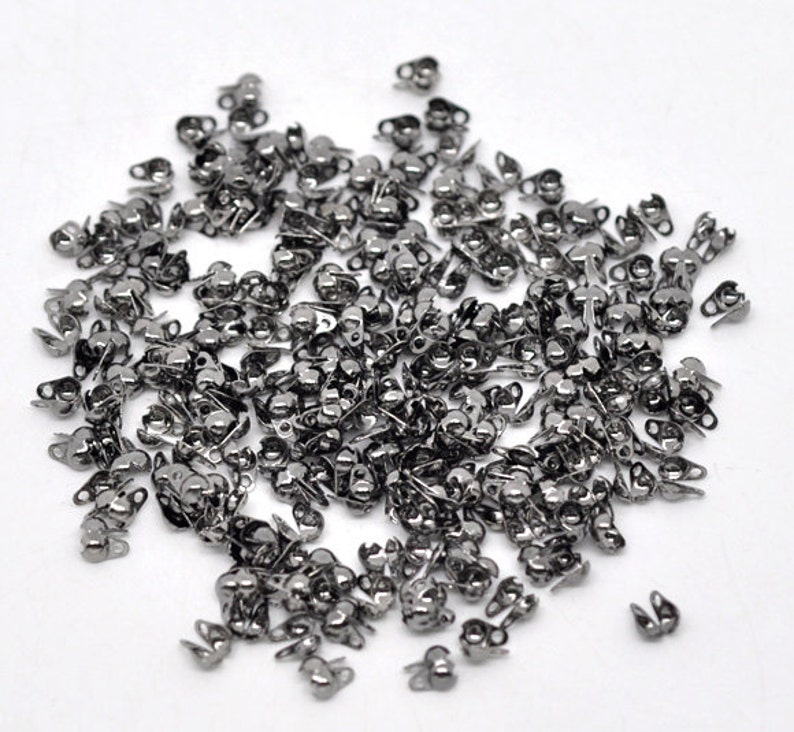 Side Clamps with double loop Jewelry Making Supplies- TR079 Gunmetal Findings 100 Black Gunmetal Crimp Bead Tips