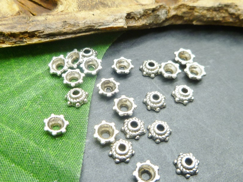 BULK BC051 100 Antique Silver Bead Caps Small 5MM Bead Caps Lot