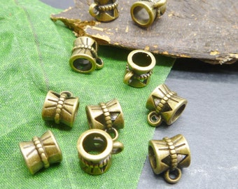 Antique Bronze Antique Tone Bail Connector Spacer Beads Vintage Pendant Charm Holders Pack of 100 Antique Bronze Antique Tone Bail Connector Spacer Beads Vintage Pendant Charm Holders Pack of 100