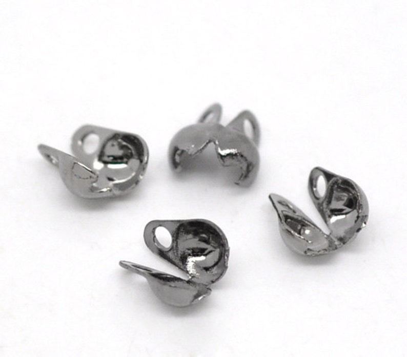 Side Clamps with double loop Jewelry Making Supplies- TR079 Gunmetal Findings 100 Black Gunmetal Crimp Bead Tips