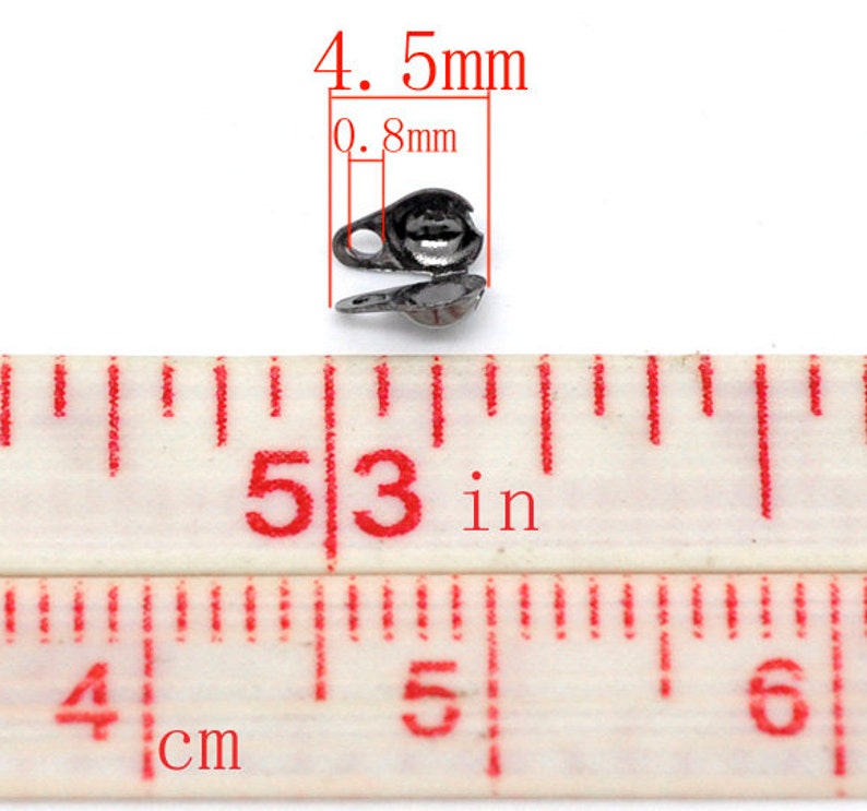 Side Clamps with double loop Jewelry Making Supplies- TR079 Gunmetal Findings 100 Black Gunmetal Crimp Bead Tips