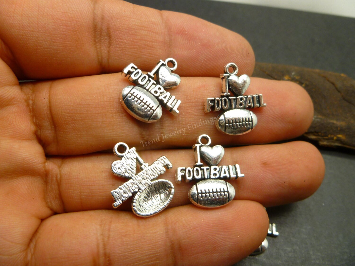 Bulk 25 Football Charms Antique Silver Tone Sports Charms Etsy