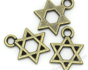20 Star charms in  Antique Tibetan Bronze Tone metal Charms - Star of David  Scrapbooking Charms - Jewelry Making Findings * MC0173