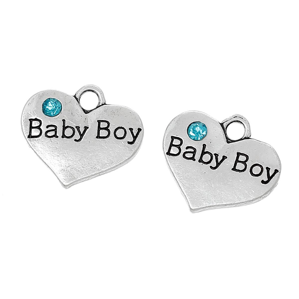 4 Baby BOY Charms in antique Silver Tone Babyshower charms Etsy