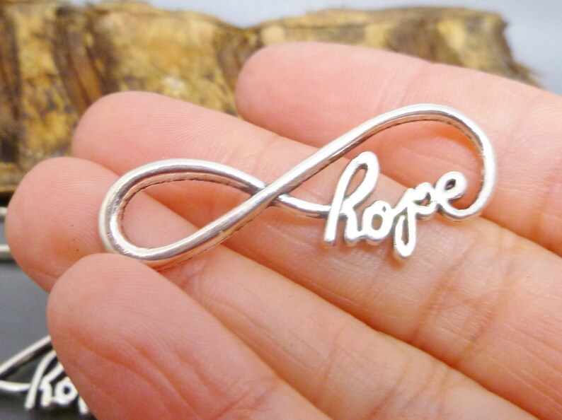 5 Hope Infinity Charm Connectors Antique Silver Tone Bracelet Links MC0457