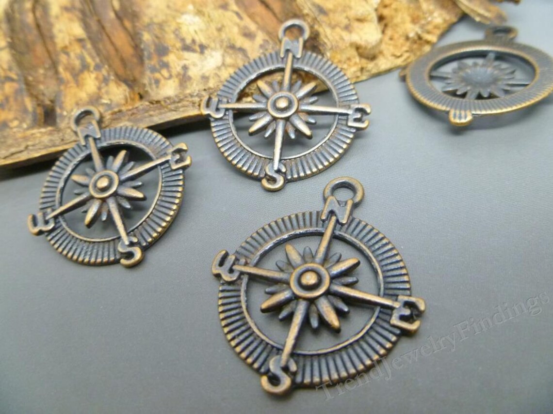 BULK Copper Tone Compass Charms Nautical Pendant MC0361 Etsy