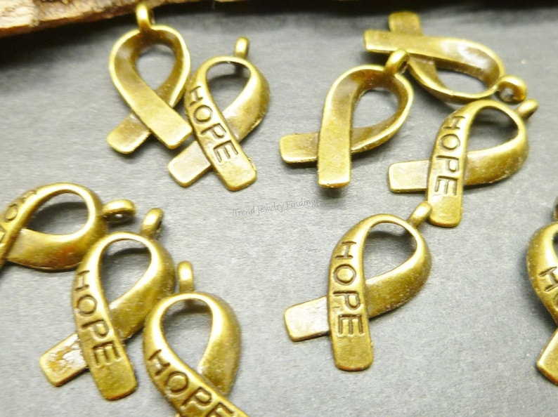 Bulk 40 Message Charms Antique Bronze Tone Cancer Etsy