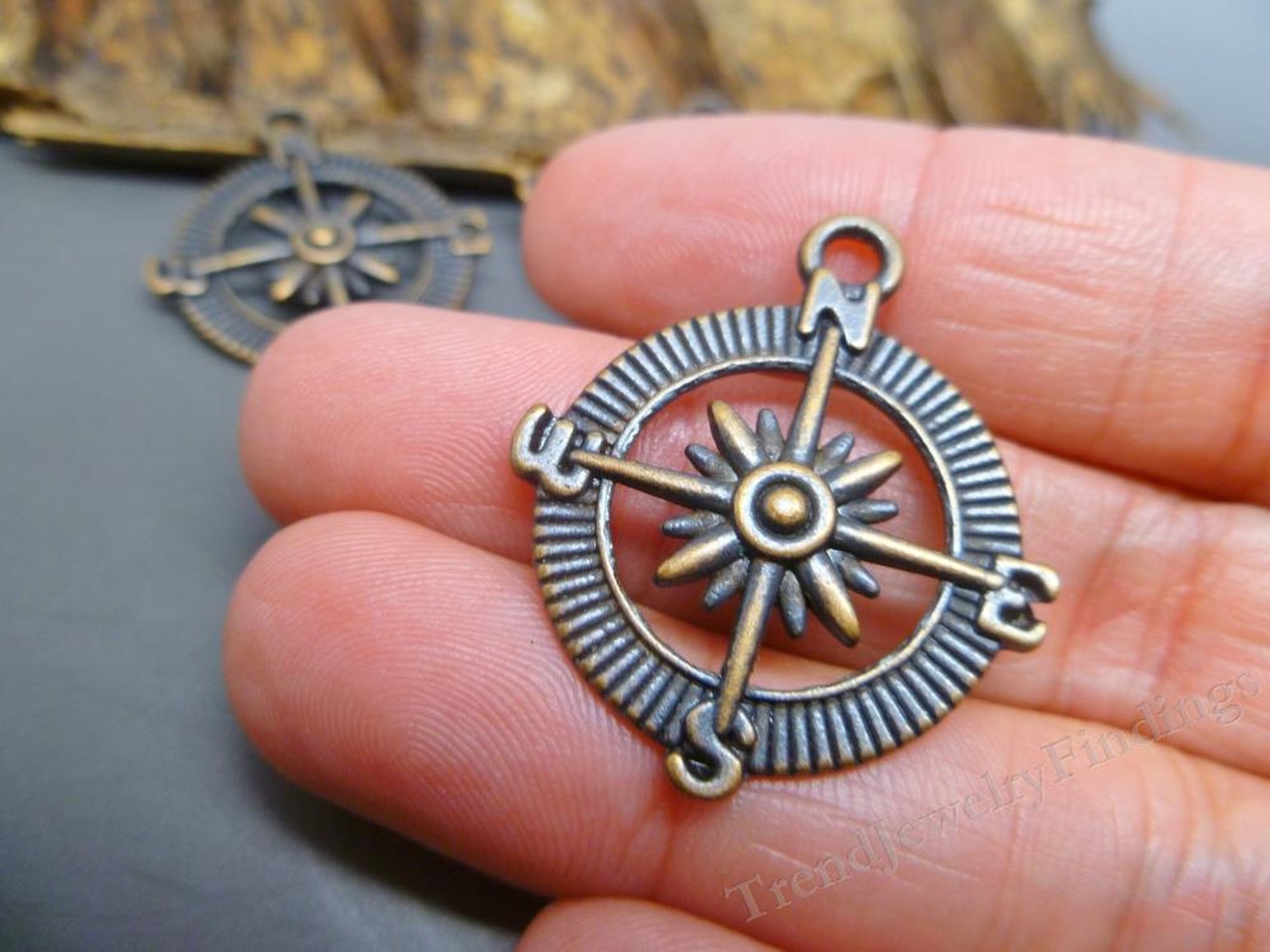 BULK Copper Tone Compass Charms Nautical Pendant MC0361 Etsy