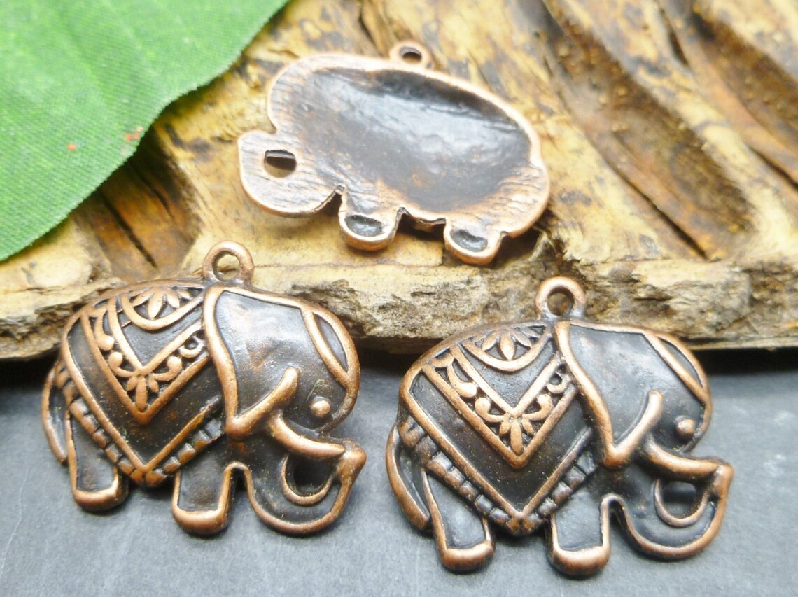 BULK Large Elephant Charms in Antique Copper Tone Jewelry Etsy