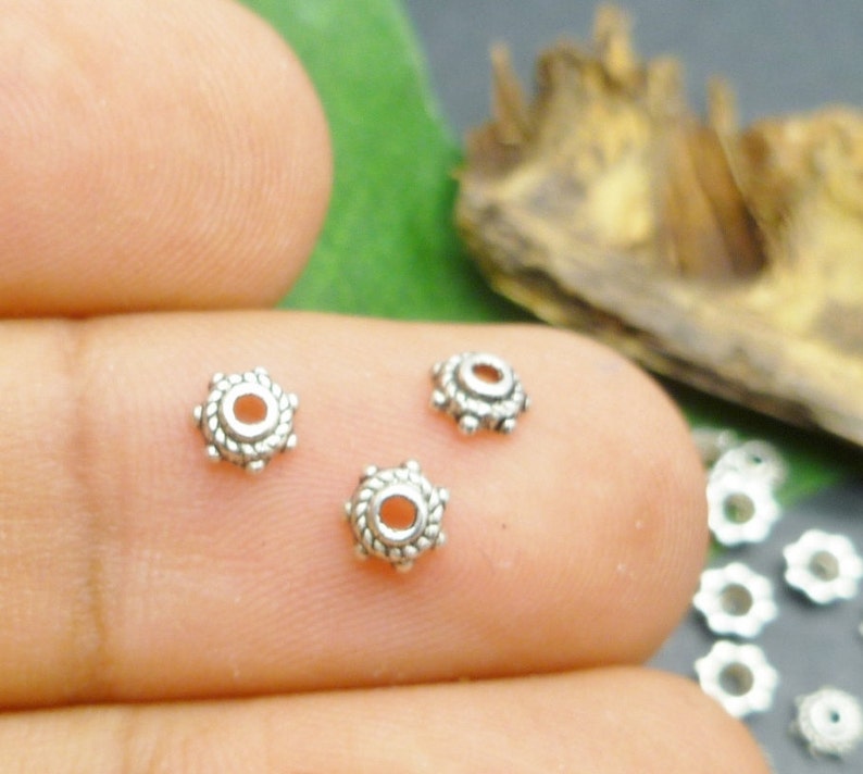 BULK BC051 100 Antique Silver Bead Caps Small 5MM Bead Caps Lot