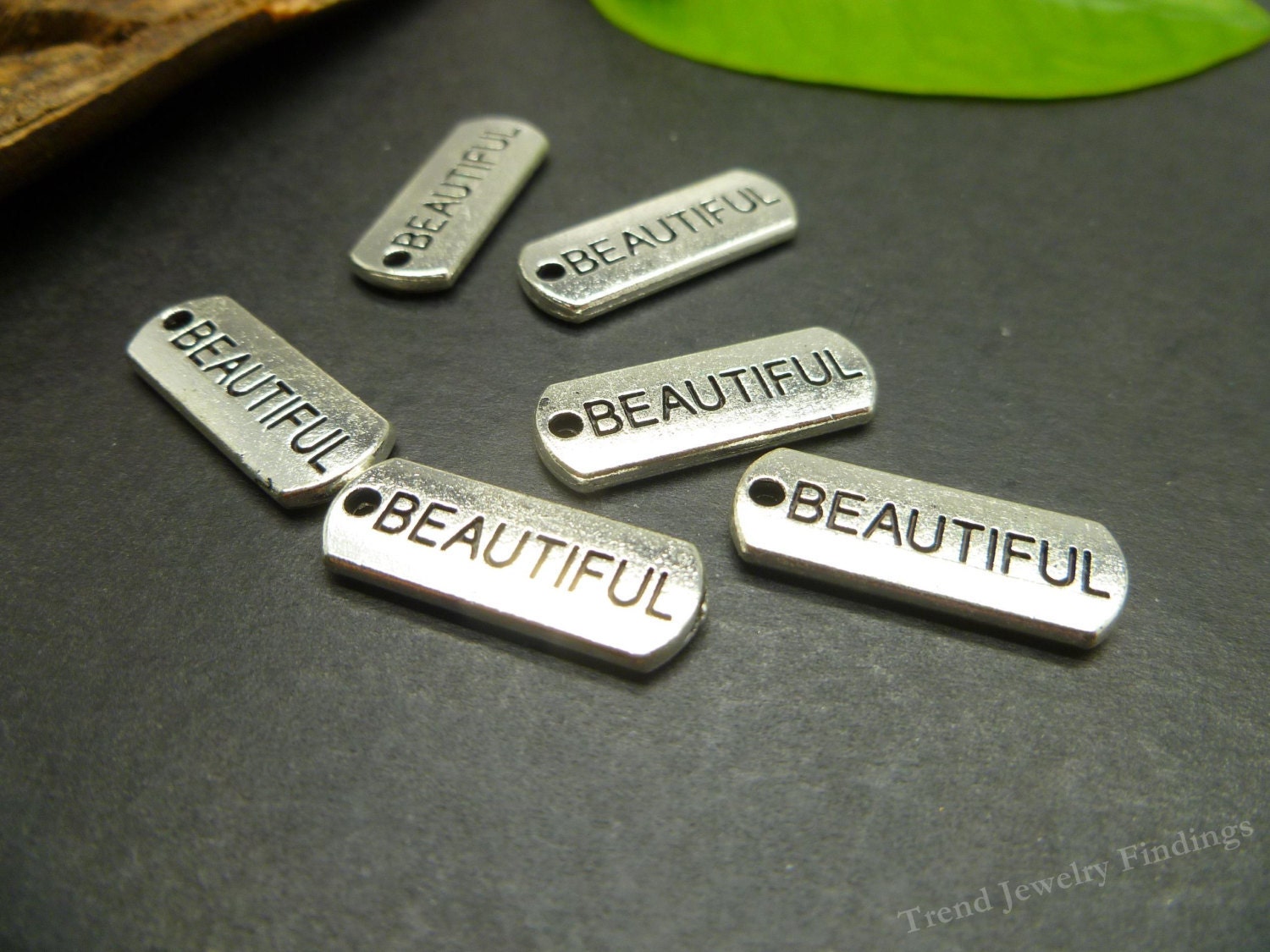 BULK Lot of 25 Beautiful Charms Silver Message Charms Engraved