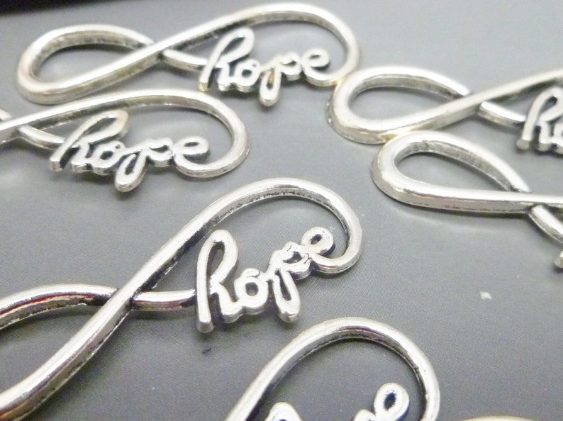 5 Hope Infinity Charm Connectors Antique Silver Tone Bracelet Links MC0457
