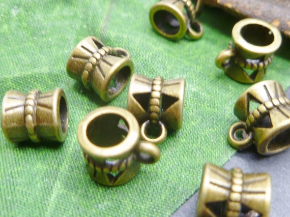 Antique Bronze Antique Tone Bail Connector Spacer Beads Vintage Pendant Charm Holders Pack of 100 Antique Bronze Antique Tone Bail Connector Spacer Beads Vintage Pendant Charm Holders Pack of 100