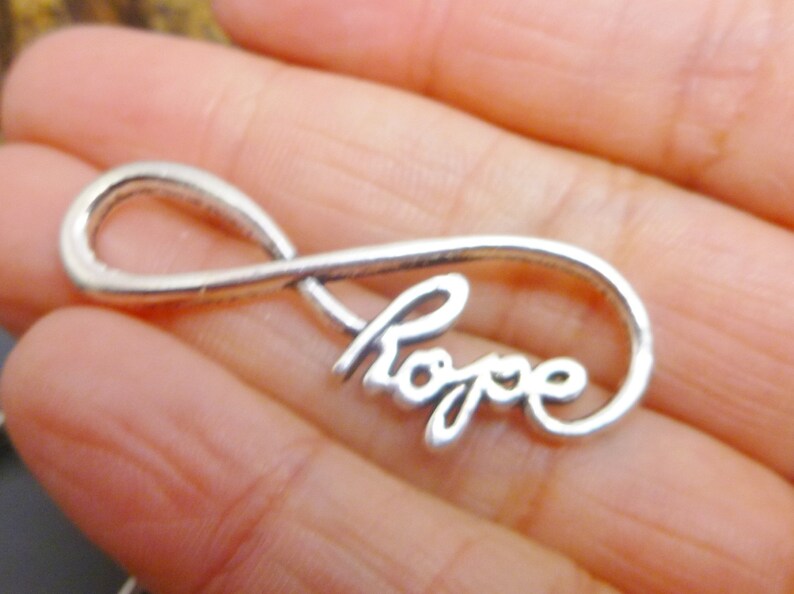 5 Hope Infinity Charm Connectors Antique Silver Tone Bracelet Links MC0457