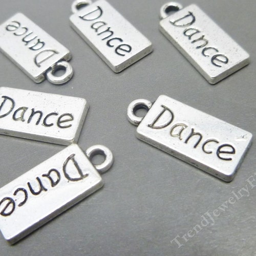19 mm charm silver tone charm stainless steel Dance charm 10 Charm Dancer Laser Engraved Charm