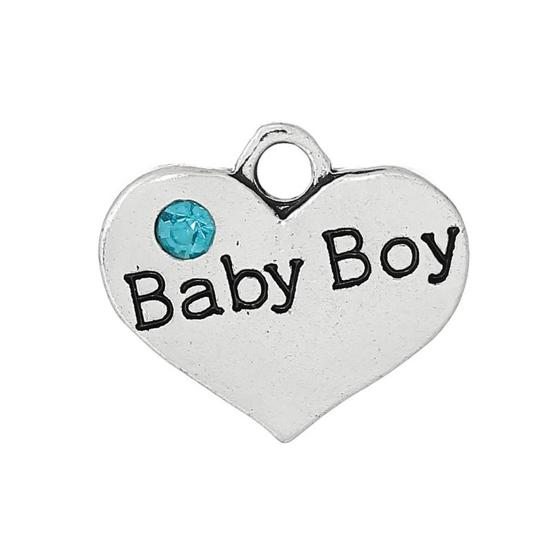 4 Baby BOY Charms in antique Silver Tone Babyshower charms Etsy