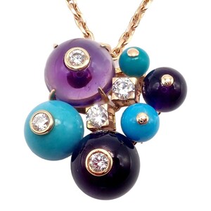 ¡Extraño! Auténtico collar Cartier Delices De Goa con diamantes turquesa y oro rosa de 18 quilates