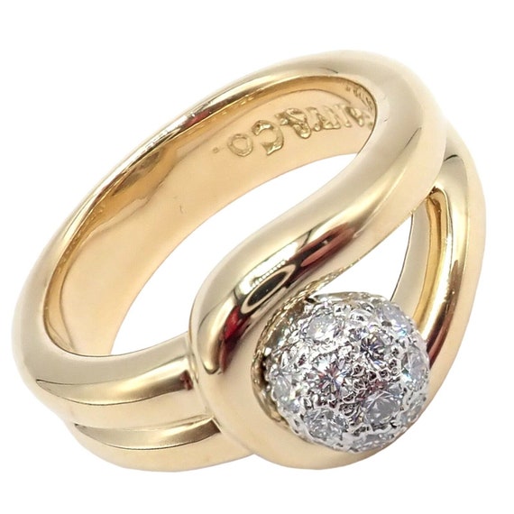 Authentic Tiffany & Co 18k Yellow Gold Platinum Diamond Ball Ring Sz 4.25 -  Etsy