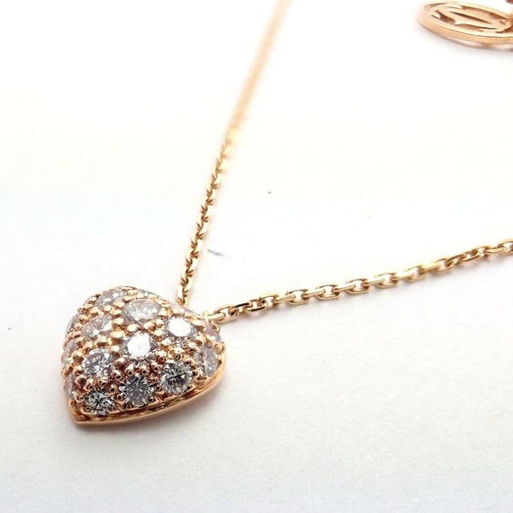 Authentic! Cartier Small Heart 18k Rose Gold Pave… - image 4