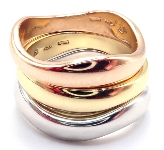 Authentic Cartier 18k Tri color Gold Three Stacking Puzzle Band