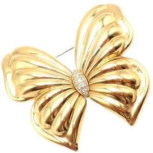 ¡Auténtico! Broche de mariposa extragrande Van Cleef & Arpels en oro amarillo de 18 quilates.