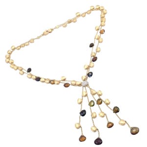 Authentic! Marco Bicego 18k Yellow Gold Confetti Diamond Topaz Tassel Necklace