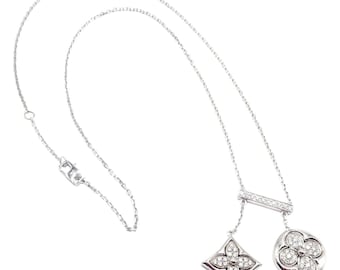 Authentisch! Louis Vuitton Blossom 18k Weißgold Diamant-Link-Anhänger-Halskette