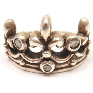 Rare! Authentic ROYAL ORDER Sterling Slver Diamond Crown Band Ring