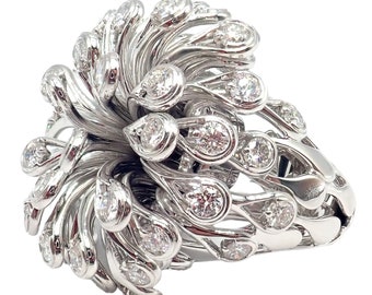 Christian Dior 18k White Gold 6.5ct Diamond Large Flower Ring