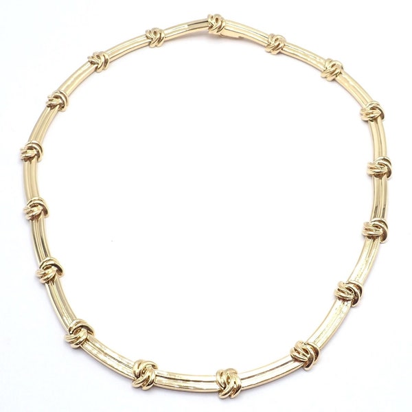 Authentic! Vintage Tiffany & Co 18k Yellow Gold Knot Link Necklace