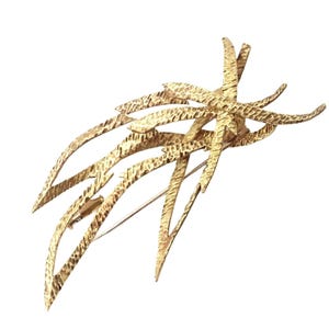 Rare Authentic Vintage Hermes Paris 18k Yellow Gold Starburst Comet Brooch Pin
