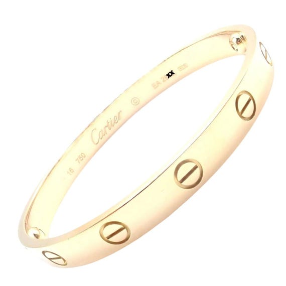 Authentic! Cartier 18k Yellow Gold Love Bangle Bracelet Size 19