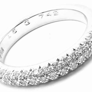 Authentic! Chanel 18k White Gold Diamond Band Ring