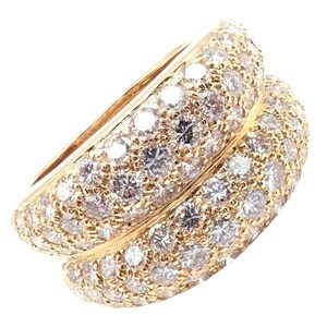 Authentique ! Bague en or jaune 18 carats à double pavé de diamants Cartier, 1993