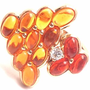 Authentic! Mauboussin Paris 18k Rose Gold Diamond Tourmaline Citrine Ring