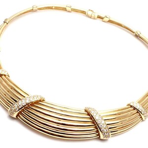 Vintage! Authentic Van Cleef & Arpels 18k Yellow Gold Diamond Choker Necklace