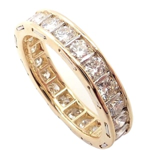 Rare! Vintage Authentic Cartier 18k Yellow Gold Diamond Eternity Band Stack Ring