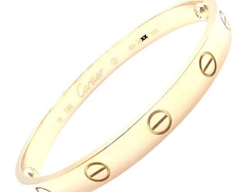 Authentic! Cartier 18k Yellow Gold Love Bangle Bracelet Size 19 Paper