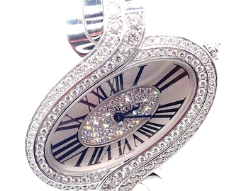 Authentic! Cartier Delices de Cartier 18k White Gold Diamond Quartz Watch 3380