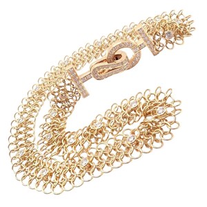 ¡Auténtico! Pulsera Cartier Agrafe de oro rosa de 18 quilates con eslabones de diamantes, tamaño 17, papel