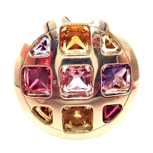 Authentic! Cartier Pasha 18k Yellow Gold Amethyst Citrine Garnet Tourmaline Ring