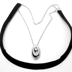 Rare! Authentic Cartier Hypnose 18k White Gold Diamond Silk Cord Chain Necklace
