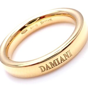 Rare! Authentic Damiani 18k Yellow Gold 3.5mm Band Ring Sz 5.5
