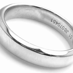 Authentic! Van Cleef & Arpels Toujours Platinum 4mm Wide Band Ring Size 51