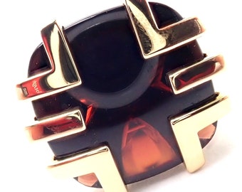 Authentic! Cartier Le Baiser Du Dragon 18k Yellow Gold Garnet Ring Paper